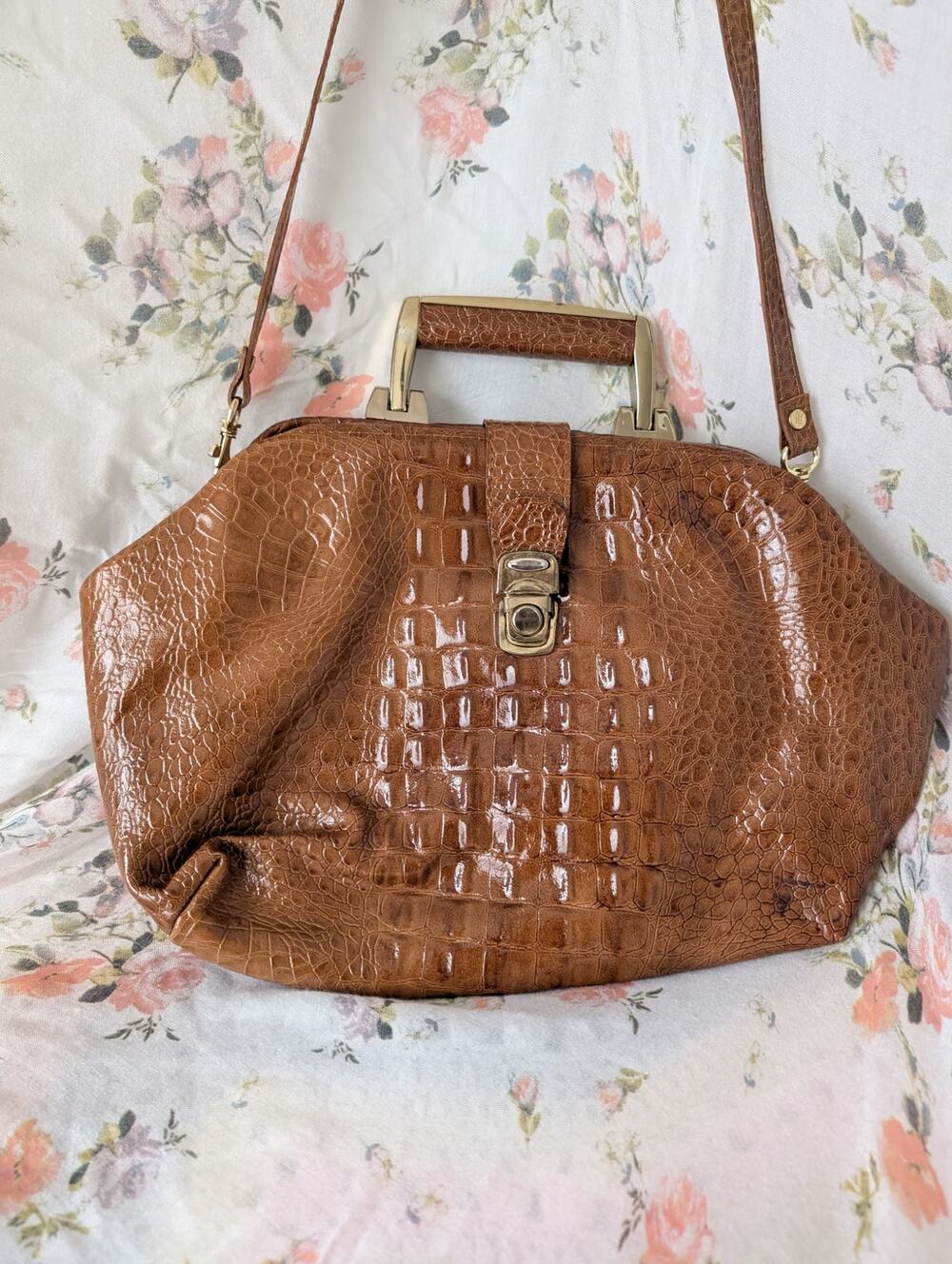 vintage bpc design leather crocodile purse